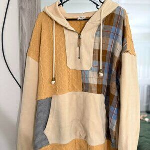 BKE (Buckle) | Pieced Quarter Zip Hooded Sweatshirt | Large